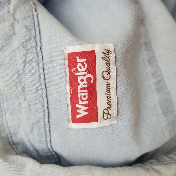 Vintage Wrangler Light Wash Denim Long Sleeve Shirt Small - Picture 3 of 7